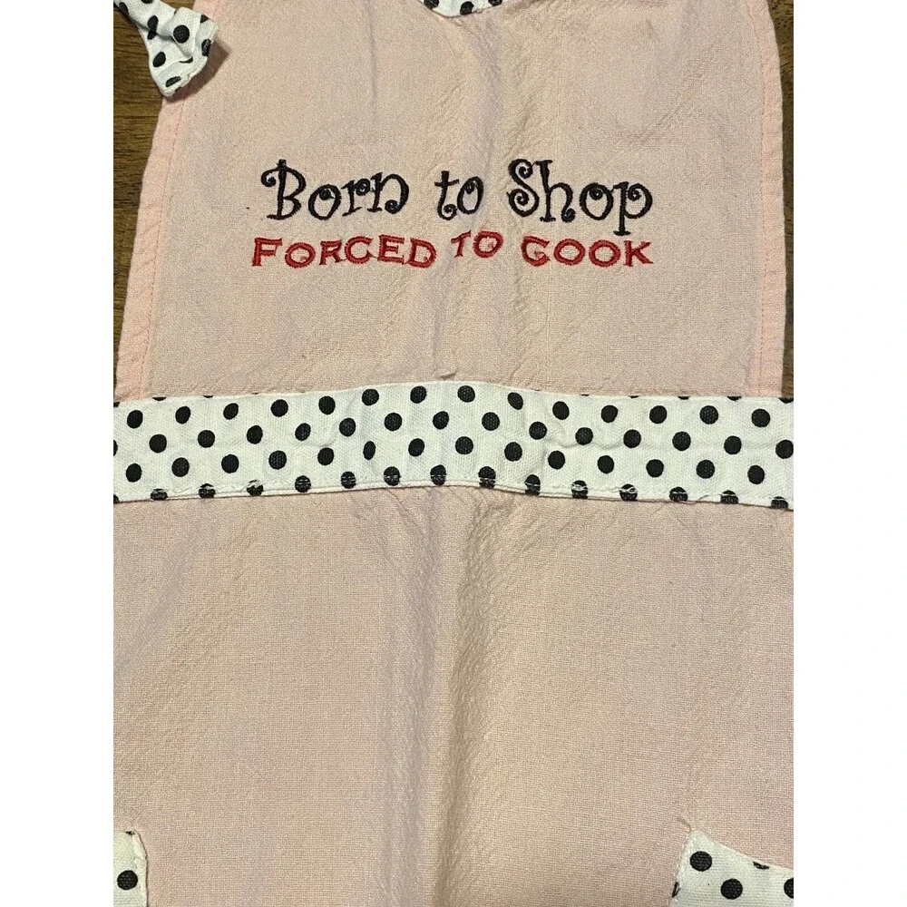 Pink Full Apron W/ Pockets Embroidered Lady Walking Dog Sale Vendor Cooking